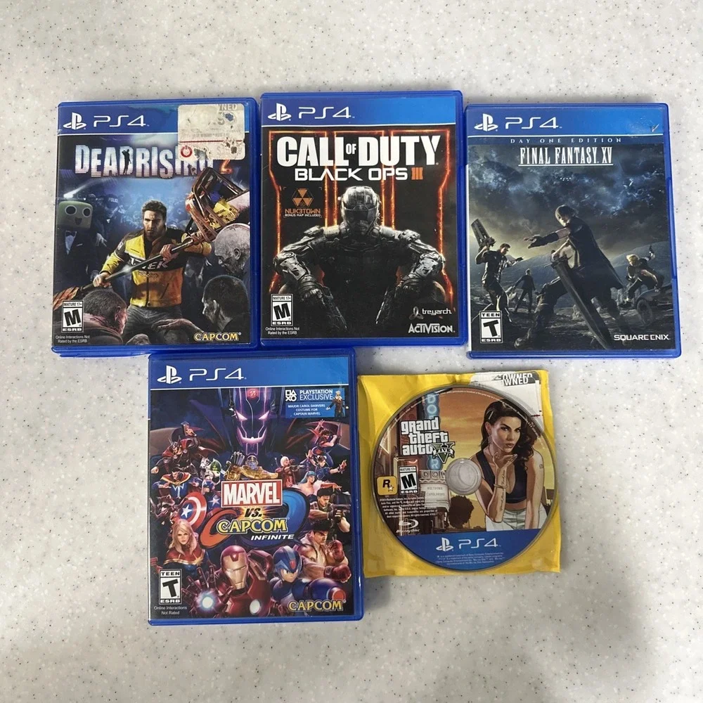 PS4 Game‎ Lot Bundle (5 Games) Dead Rising 2, GTA V, Marvel vs Capcom Infinite